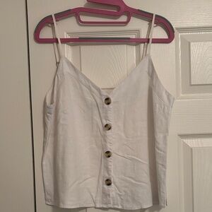 Abercrombie & Fitch White Button-Down Tank Top